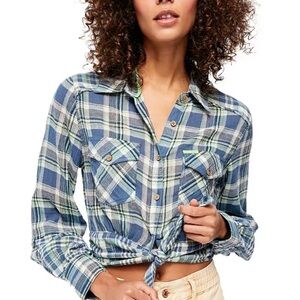 Free People First Bloom Plaid Top